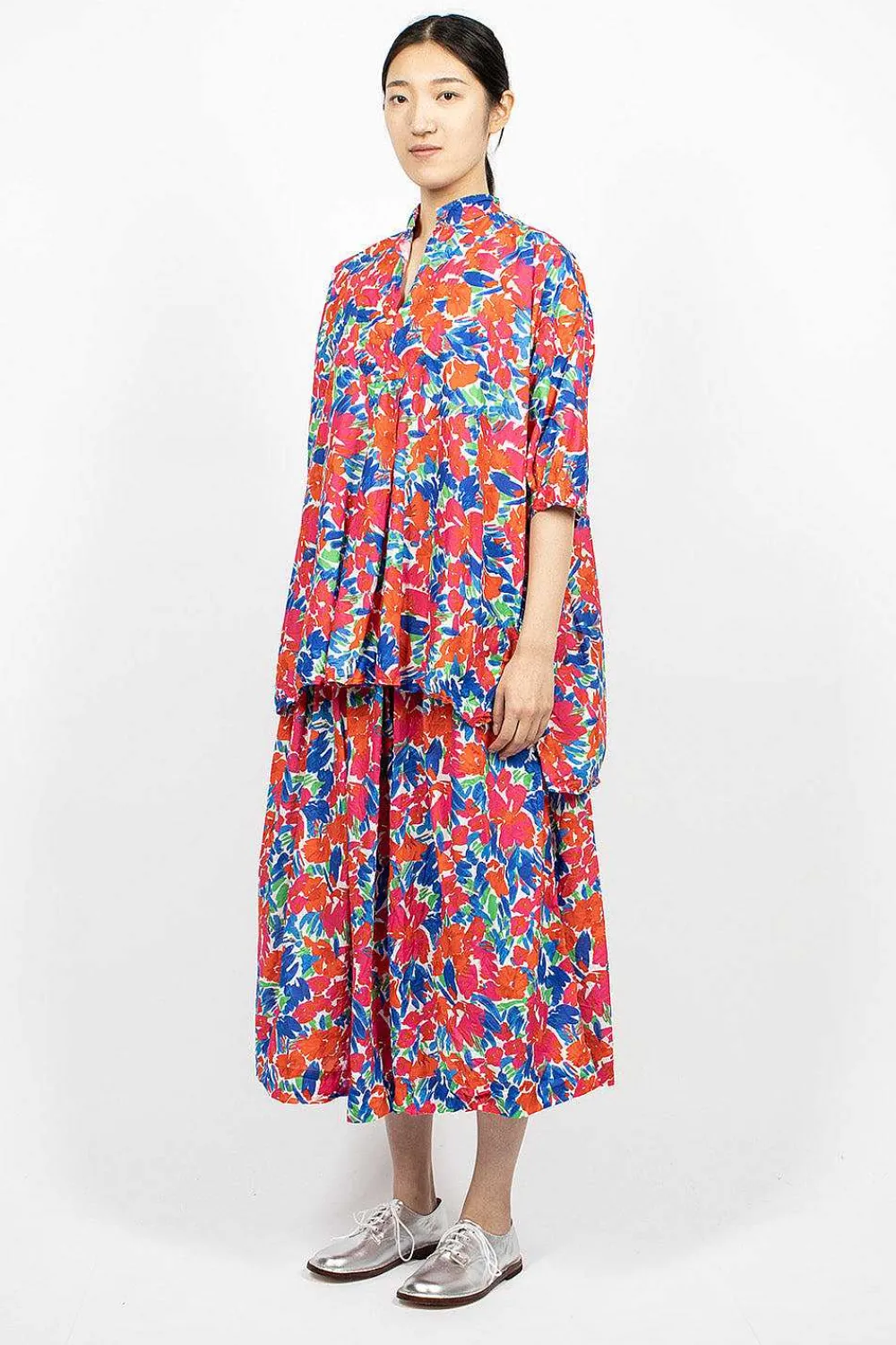 Daniela Gregis Nastro Flower Print Skirt Red/Blue| Skirts