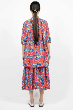 Daniela Gregis Nastro Flower Print Skirt Red/Blue| Skirts