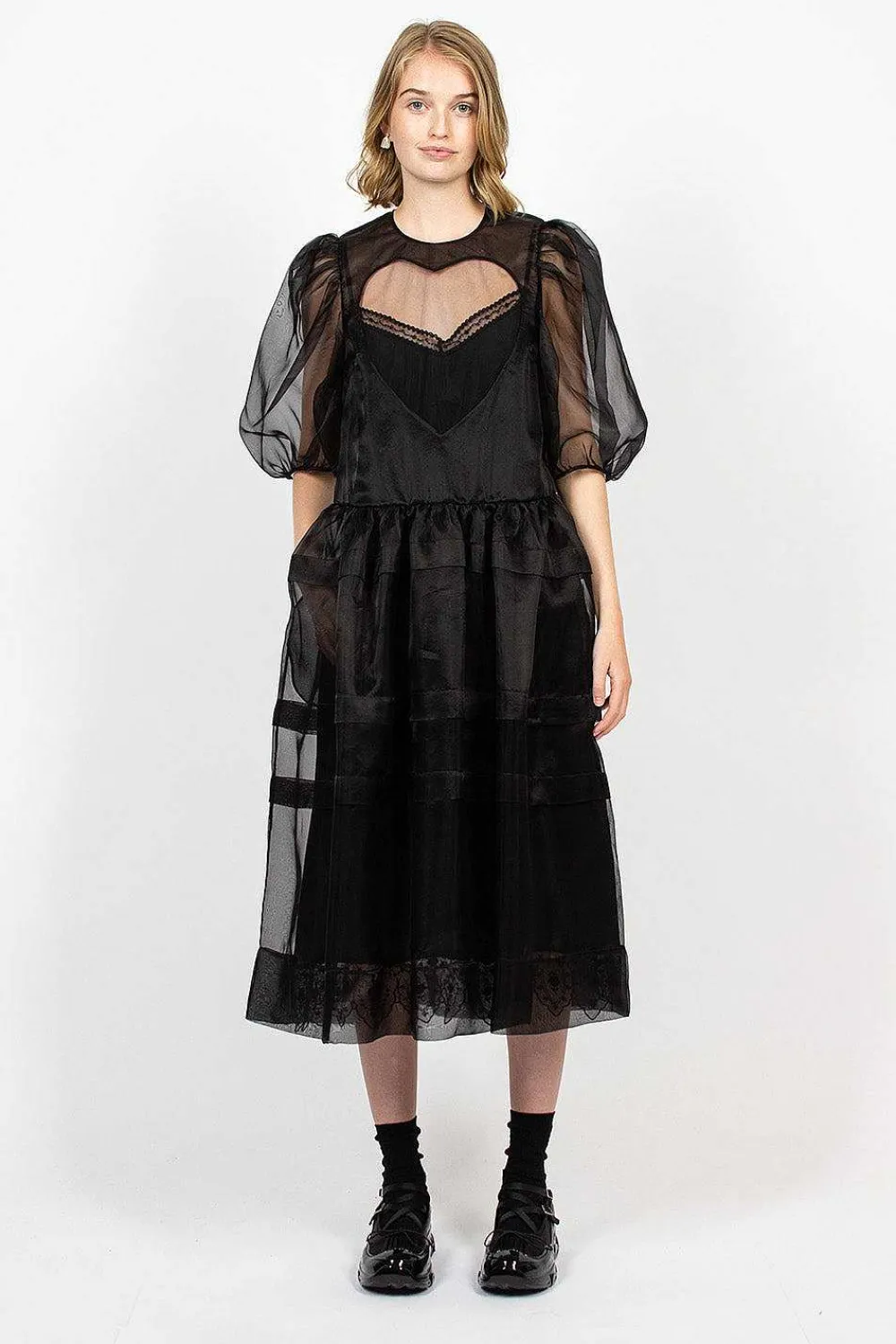 Simone Rocha Open Heart Dress Organza Black| Dresses