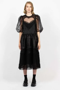 Simone Rocha Open Heart Dress Organza Black| Dresses