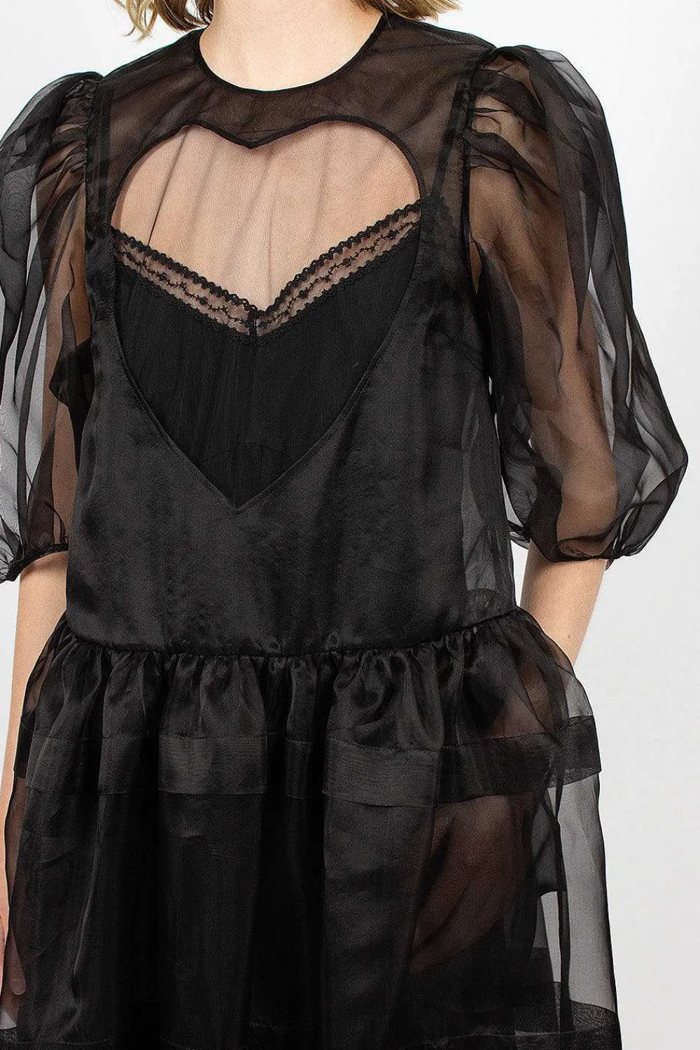 Simone Rocha Open Heart Dress Organza Black| Dresses