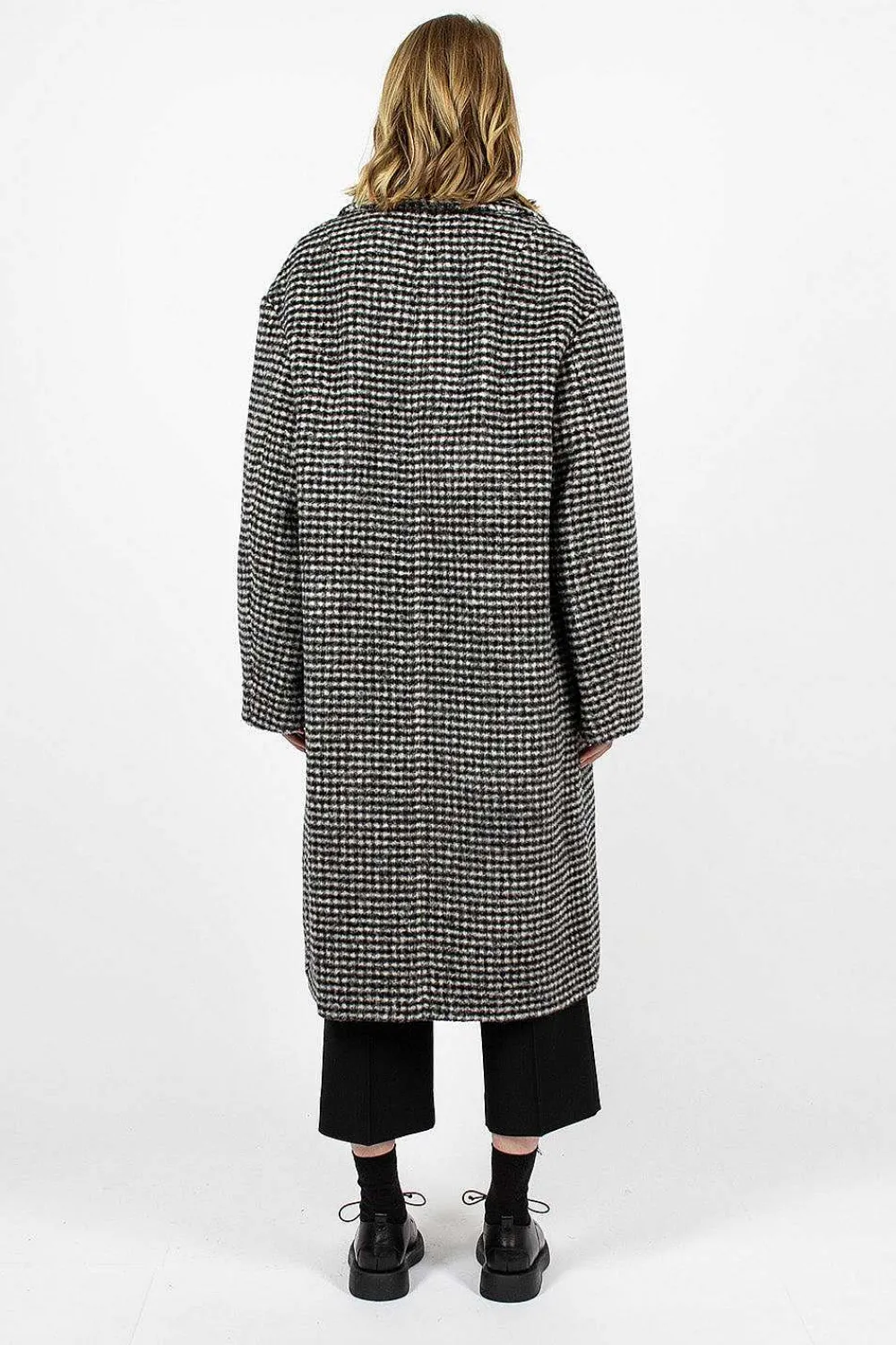 Dries Van Noten Overcoat Black/White Check| Outerwear