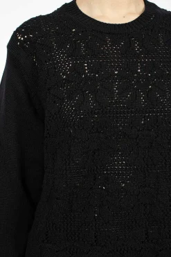 Comme Des Garçons Comme Des Garçons Oversized Flower Crochet Knit Black| Knitwear