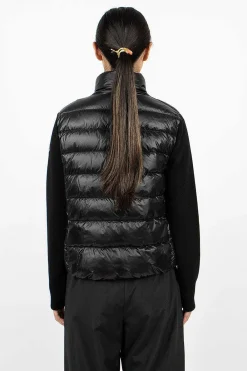 Moncler Padded Wool Cardigan Black| Knitwear