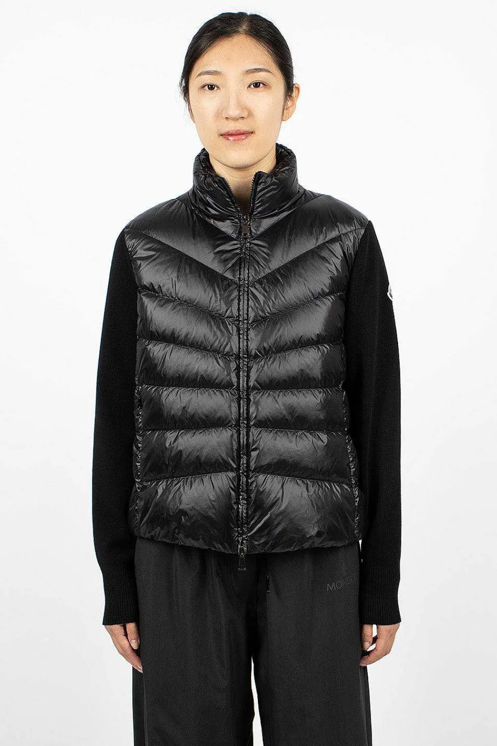 Moncler Padded Wool Cardigan Black| Knitwear