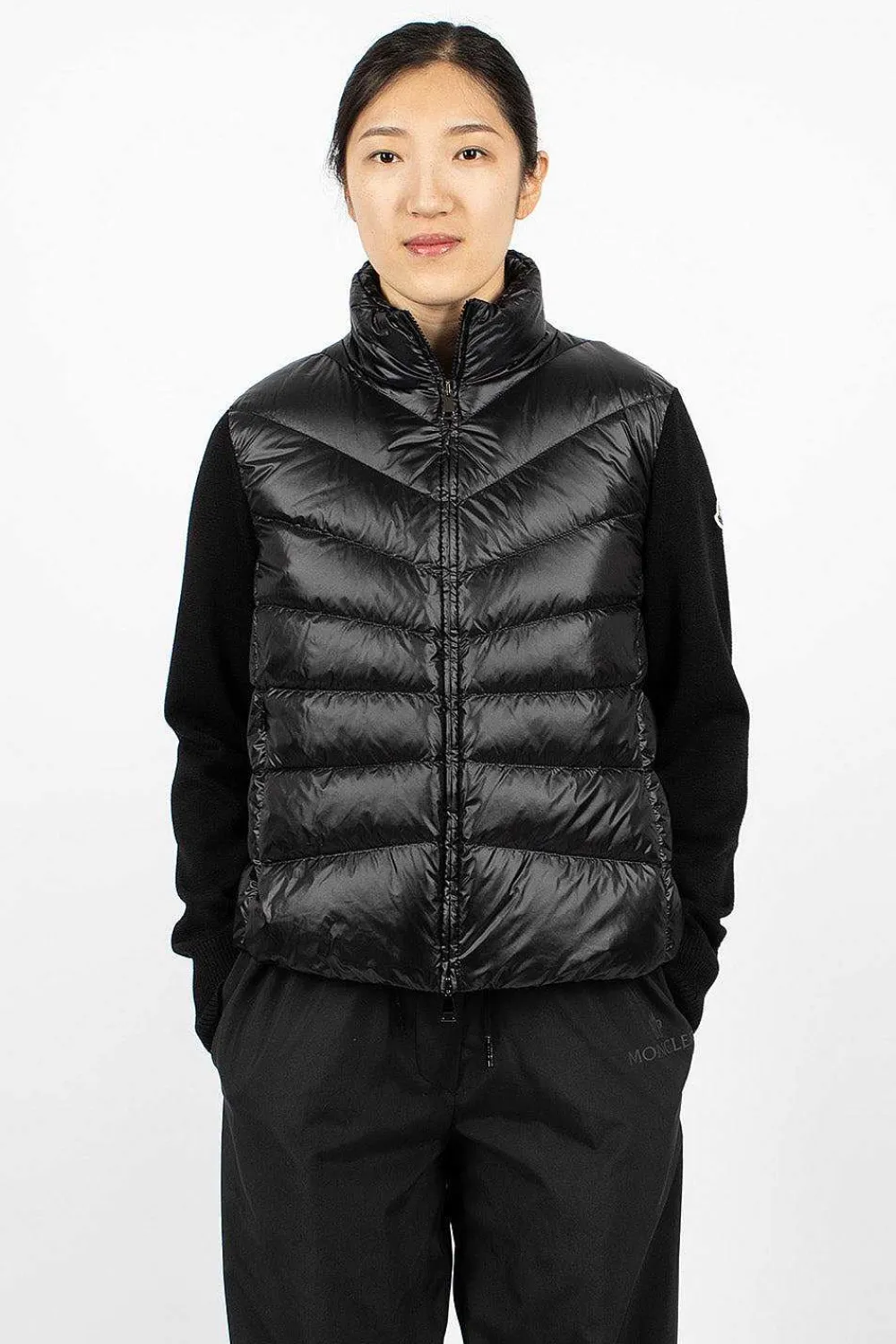 Moncler Padded Wool Cardigan Black| Knitwear