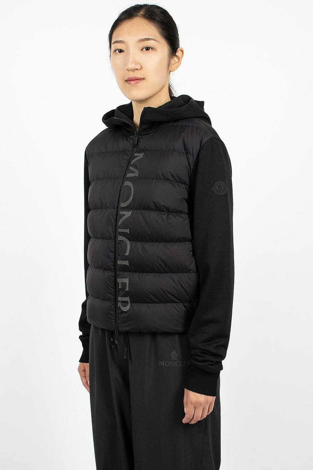 Moncler Padded Zip-Up Hoodie Black| Outerwear