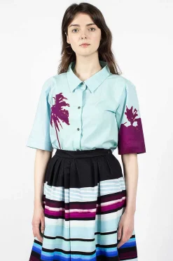 Dries Van Noten Palm Printed Shirt Blue/Purple| Shirts