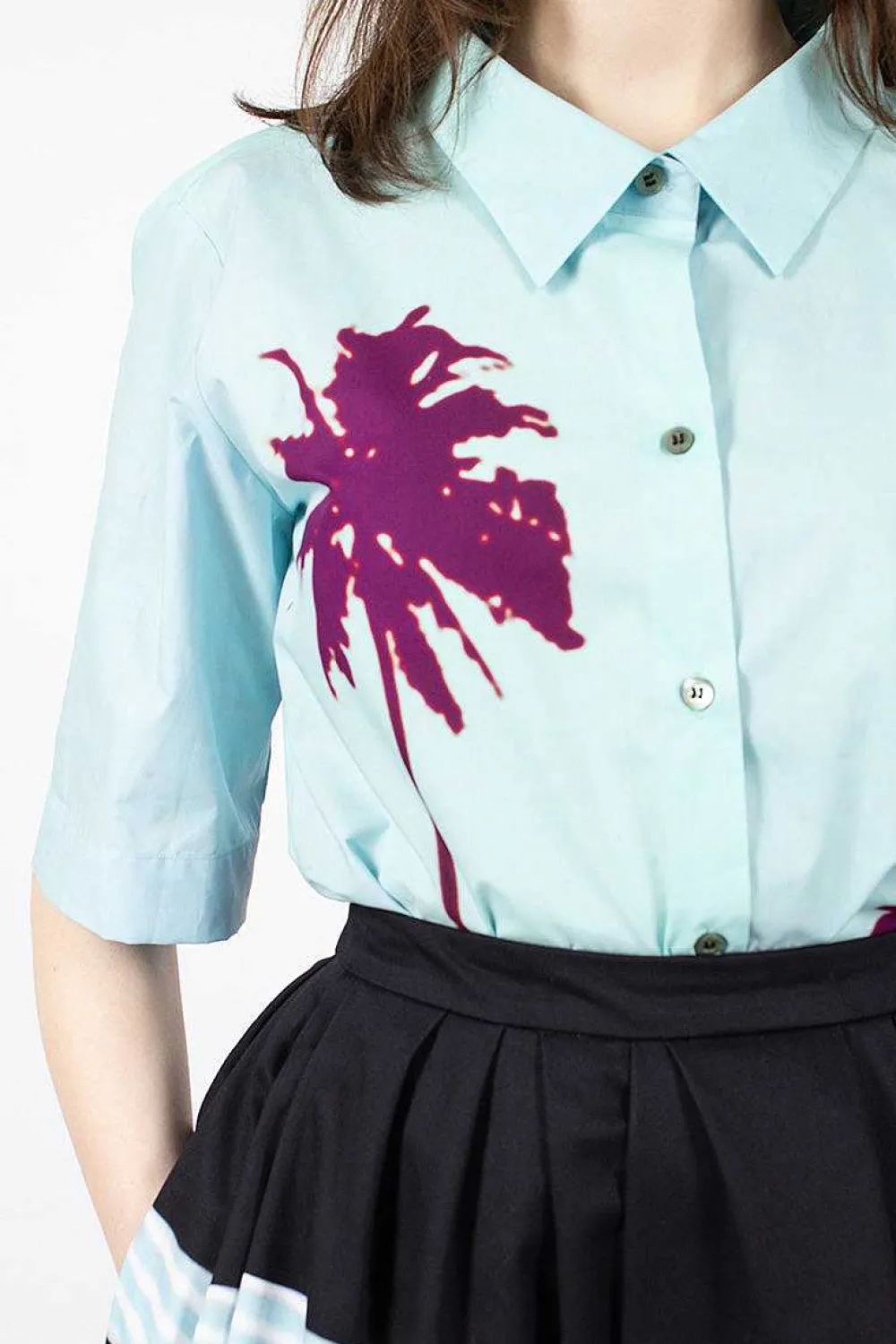 Dries Van Noten Palm Printed Shirt Blue/Purple| Shirts