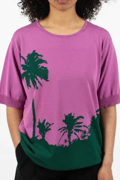 Dries Van Noten Palm S/S Sweater Pink| Knitwear