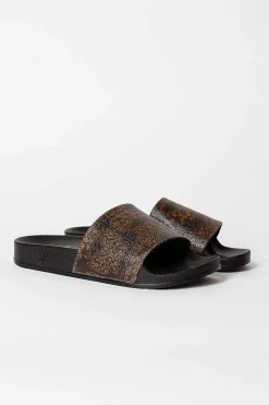 Needles Papillon Shower Slide Black/Brown| Shoes