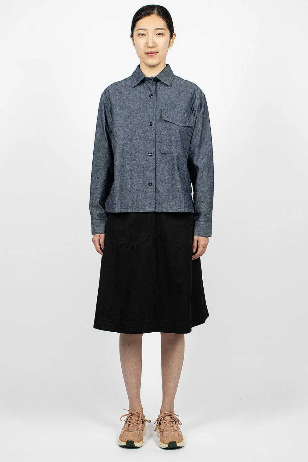 Margaret Howell Patch Pocket Denim Canvas Shirt| Shirts