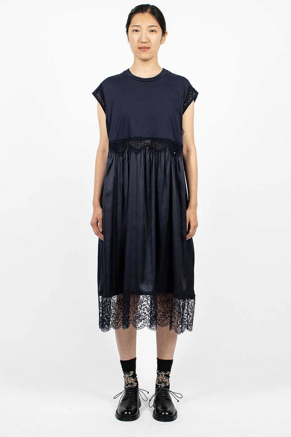 Simone Rocha Patchwork T-Shirt Dress Navy| Dresses