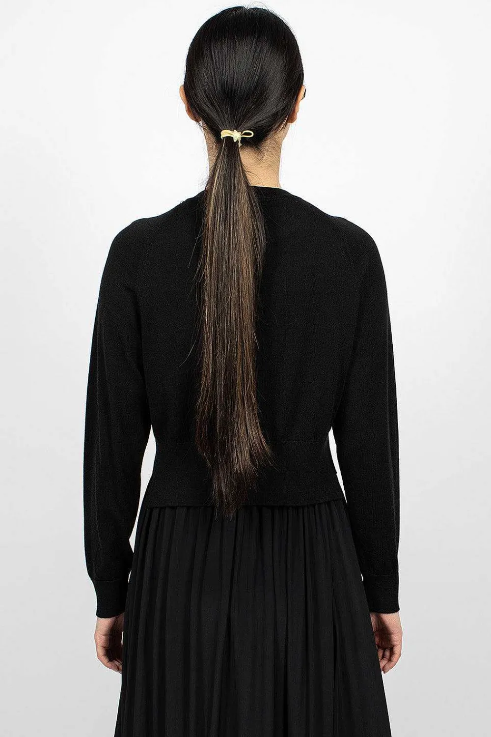 Simone Rocha Pearl Embellished Cropped Black Cardigan| Knitwear