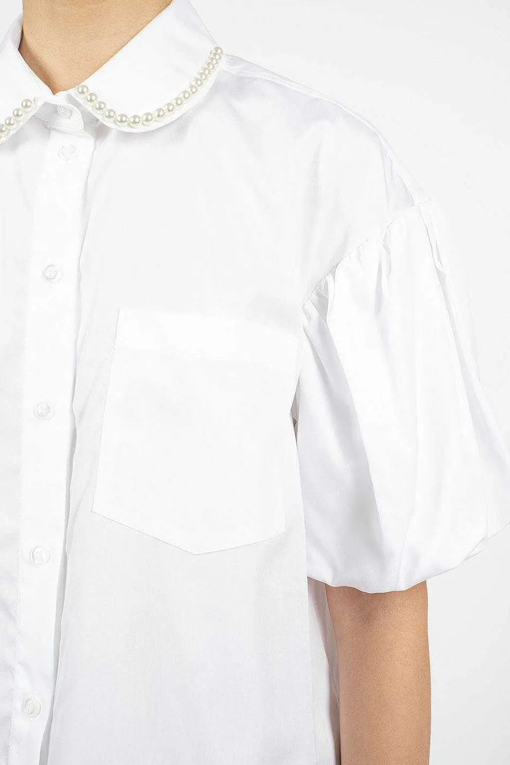 Simone Rocha Pearl Embellished Shirt White| Shirts