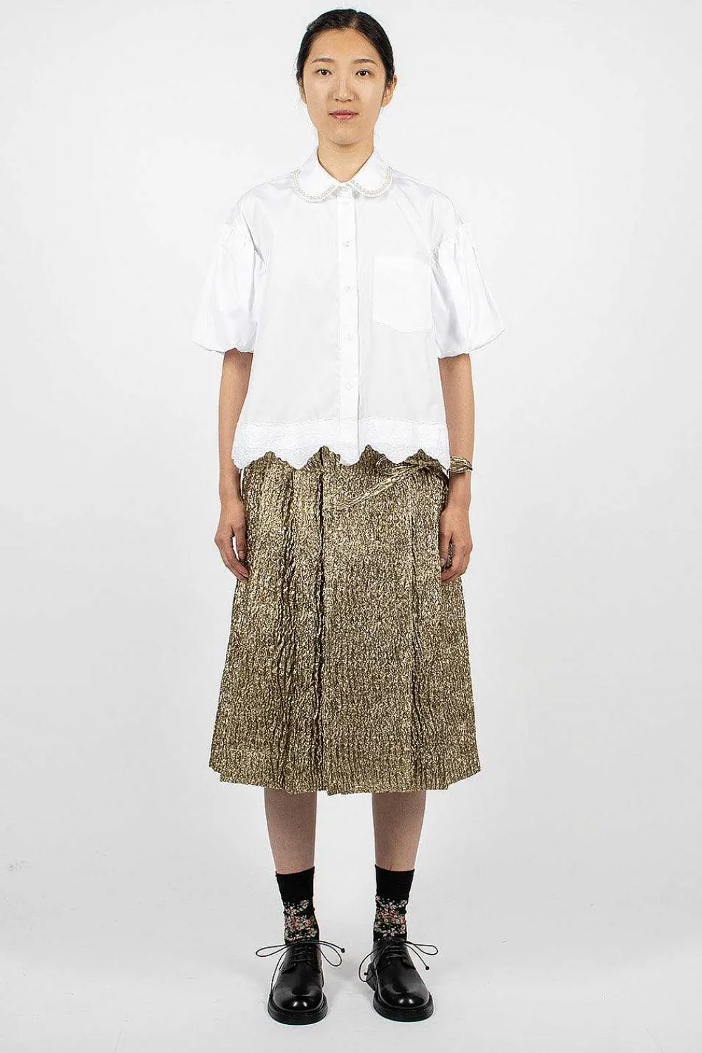 Simone Rocha Pearl Embellished Shirt White| Shirts