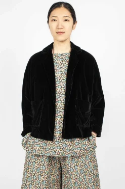 Daniela Gregis Peony Jacket Black Velvet| Outerwear
