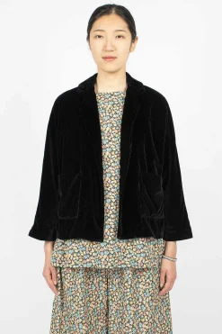 Daniela Gregis Peony Jacket Black Velvet| Outerwear