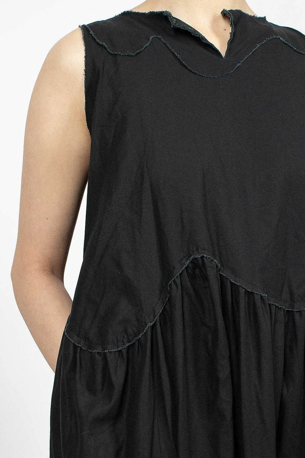 Daniela Gregis Pinafore Raw Cut Dress Black| Dresses