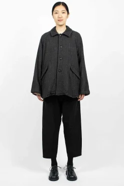 Vlas Blomme Pinstripe Jacket Charcoal| Outerwear