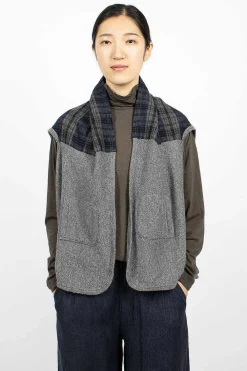 Vlas Blomme Plaid Cape Heather Grey| Knitwear