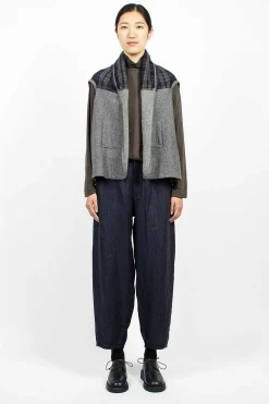 Vlas Blomme Plaid Cape Heather Grey| Tops