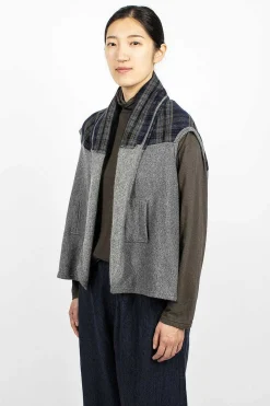 Vlas Blomme Plaid Cape Heather Grey| Tops