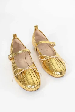 Simone Rocha Pleated Toe Ballerina Gold| Shoes