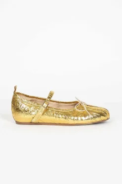 Simone Rocha Pleated Toe Ballerina Gold| Shoes