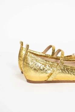 Simone Rocha Pleated Toe Ballerina Gold| Shoes