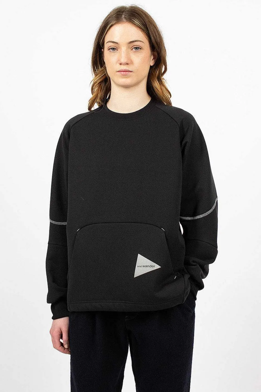 and wander Polartec Power Pullover Black| Tops