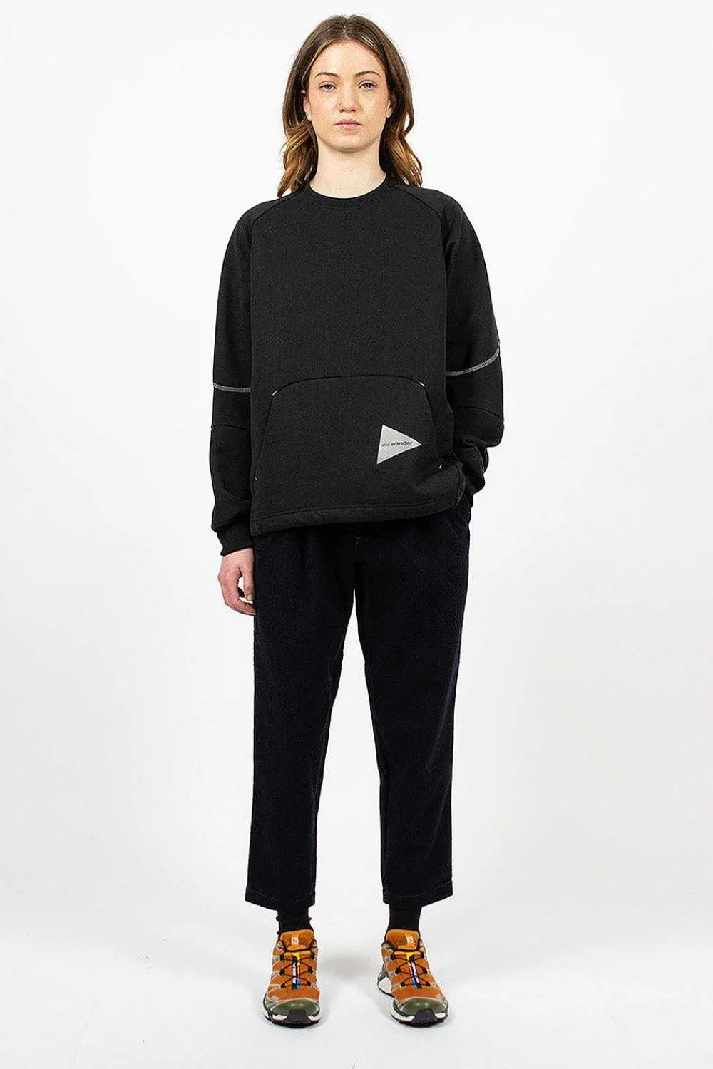 and wander Polartec Power Pullover Black| Tops