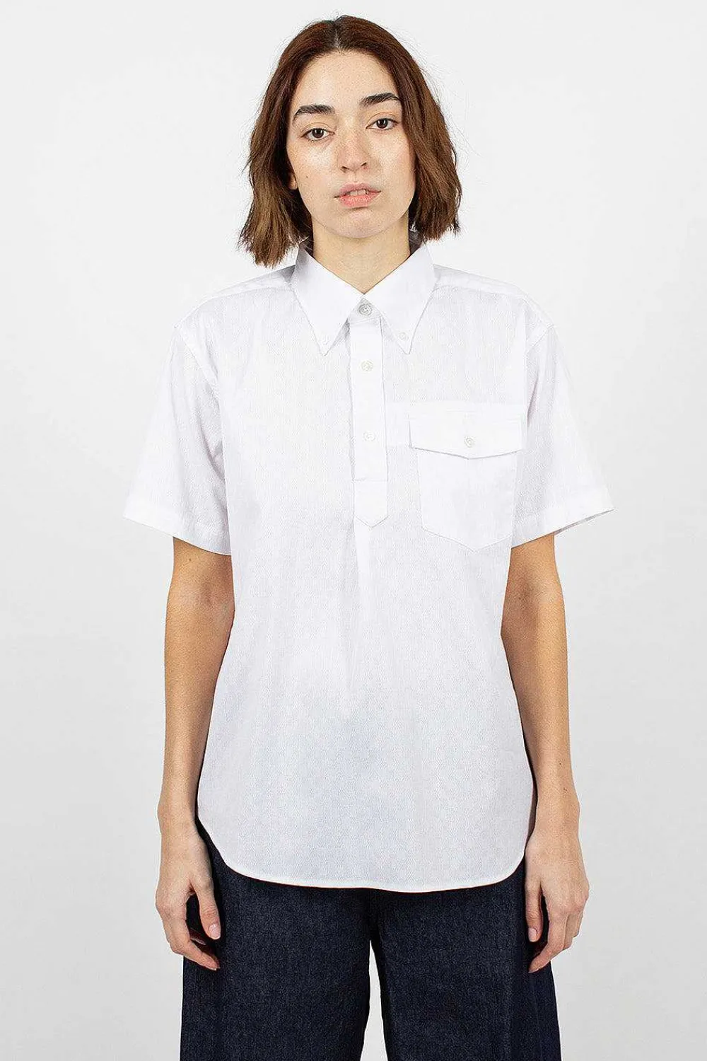 Engineered Garments FWK Popover Bd Shirt Dobby Check White| Shirts