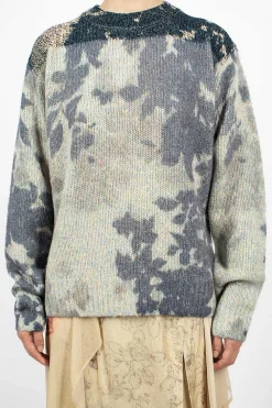 Dries Van Noten Printed Knit Jumper Blue| Knitwear