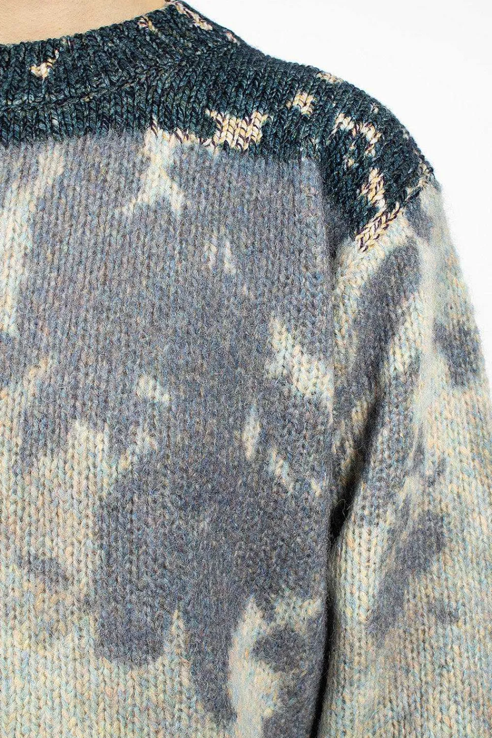 Dries Van Noten Printed Knit Jumper Blue| Knitwear
