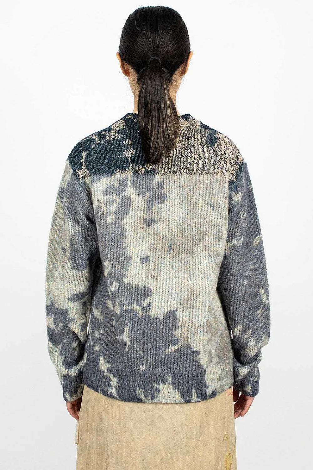 Dries Van Noten Printed Knit Jumper Blue| Knitwear