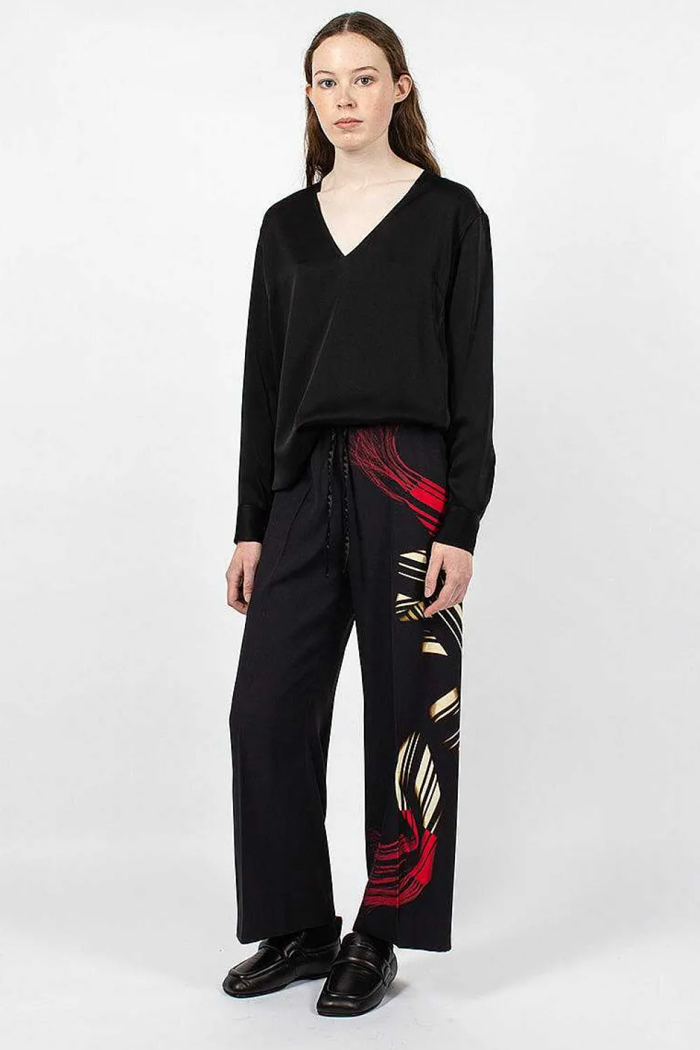 Dries Van Noten Printed Leg Pant Black| Trousers