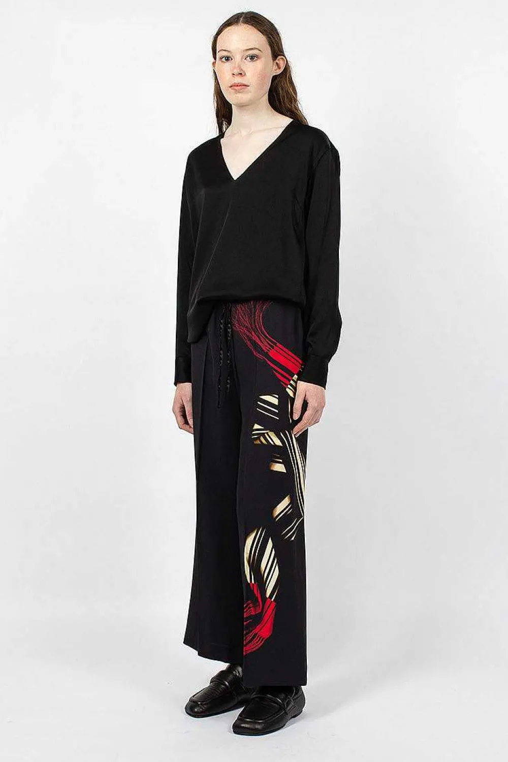 Dries Van Noten Printed Leg Pant Black| Trousers
