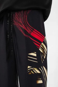 Dries Van Noten Printed Leg Pant Black| Trousers