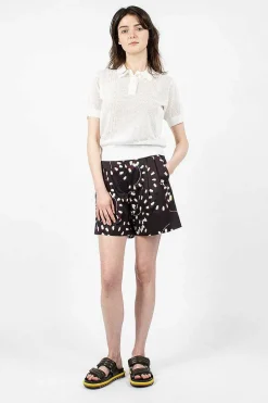 Dries Van Noten Printed Pleat Shorts Black| Trousers