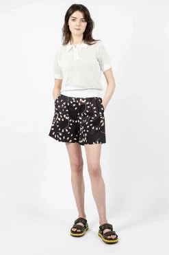Dries Van Noten Printed Pleat Shorts Black| Trousers