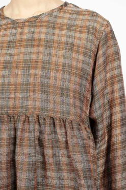 Vlas Blomme Pullover Orange Check| Tops