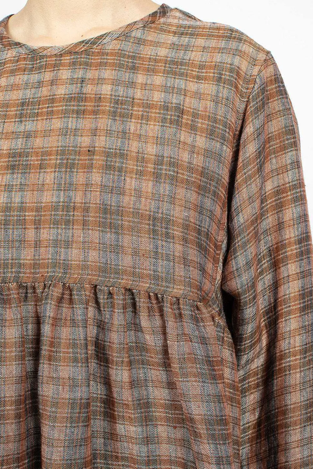 Vlas Blomme Pullover Orange Check| Tops