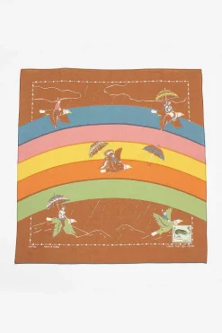 Kapital Rainbow And Birds Printed Bandana Gold| Bandanas