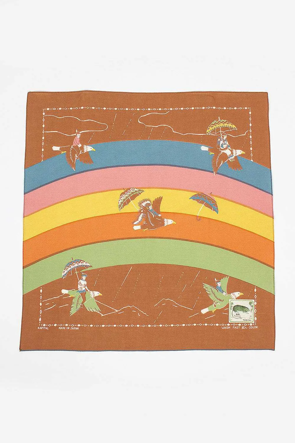 Kapital Rainbow And Birds Printed Bandana Gold| Bandanas