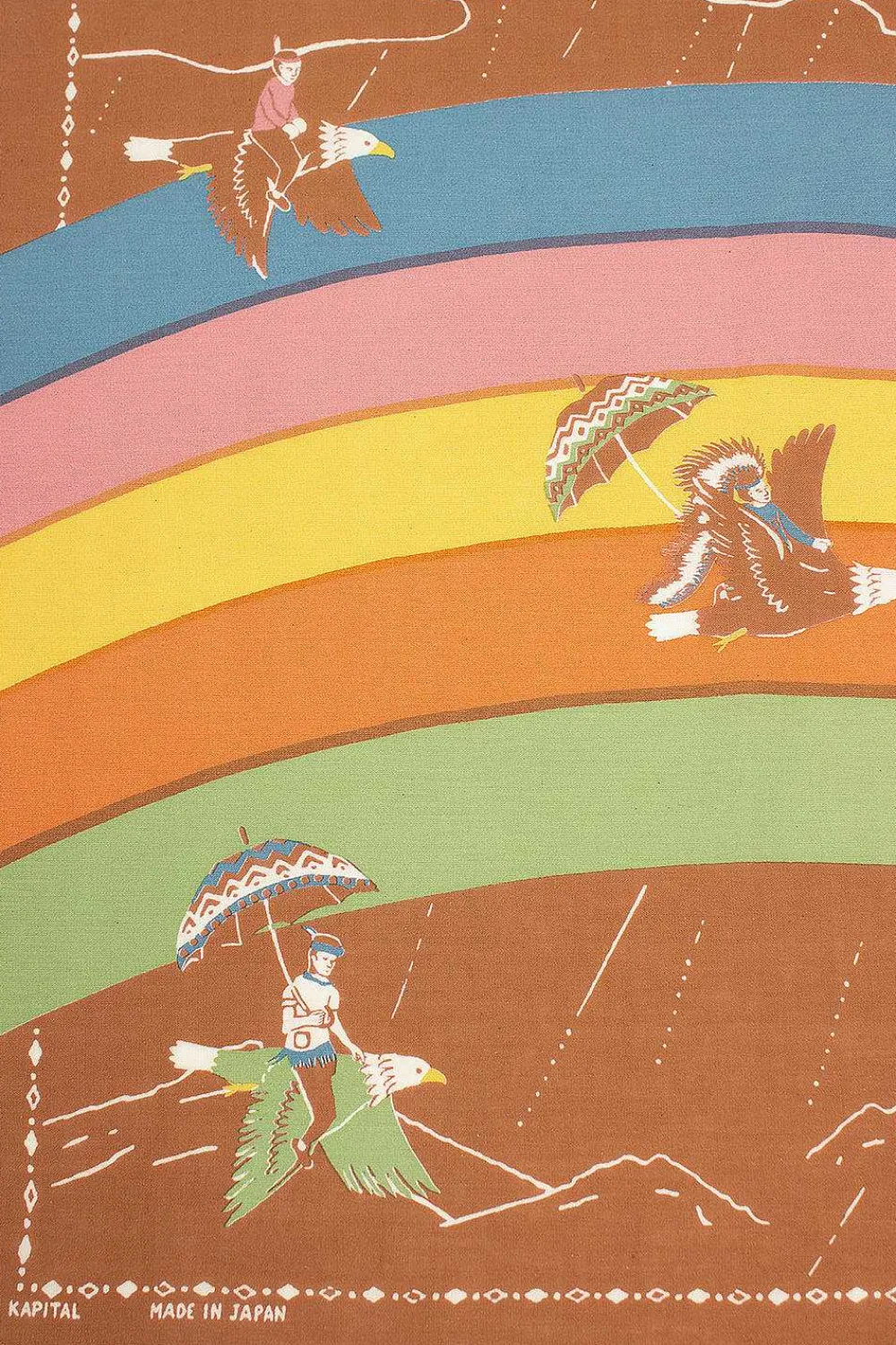 Kapital Rainbow And Birds Printed Bandana Gold| Bandanas