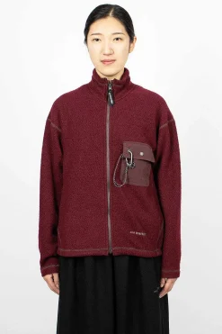 and wander Re Wool Jq Fleece Bordeaux| Outerwear