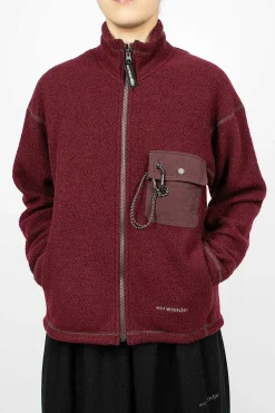 and wander Re Wool Jq Fleece Bordeaux| Outerwear