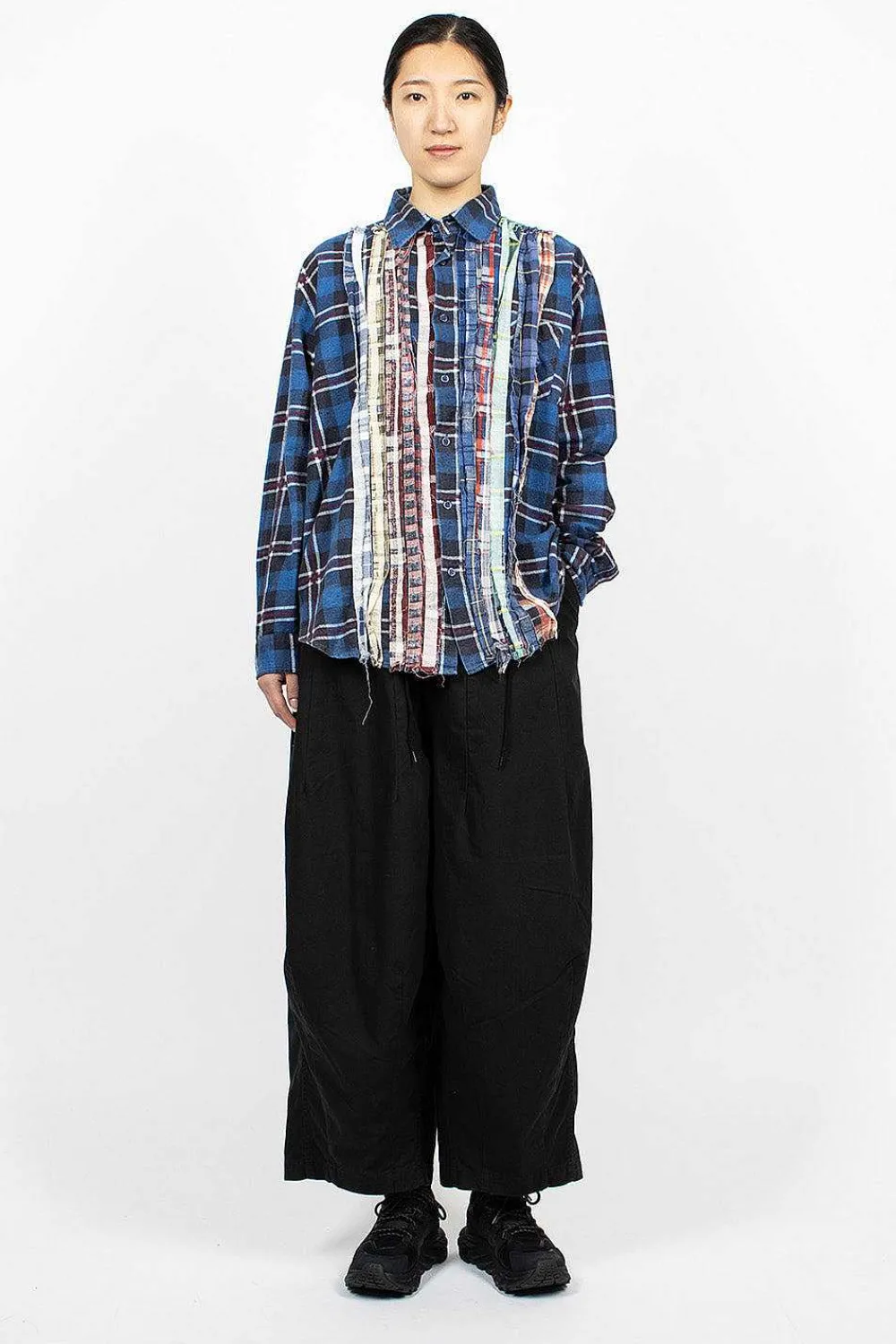 Needles Rebuild Ribbon Flannel Shirt Navy| Shirts