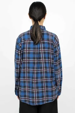 Needles Rebuild Ribbon Flannel Shirt Navy| Shirts